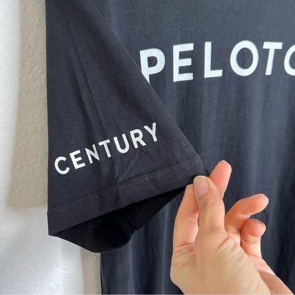 Peloton Shirt Black Medium Top Cycling Bike 100 Century Short Sleeve Unisex B28 - Picture 2 of 7